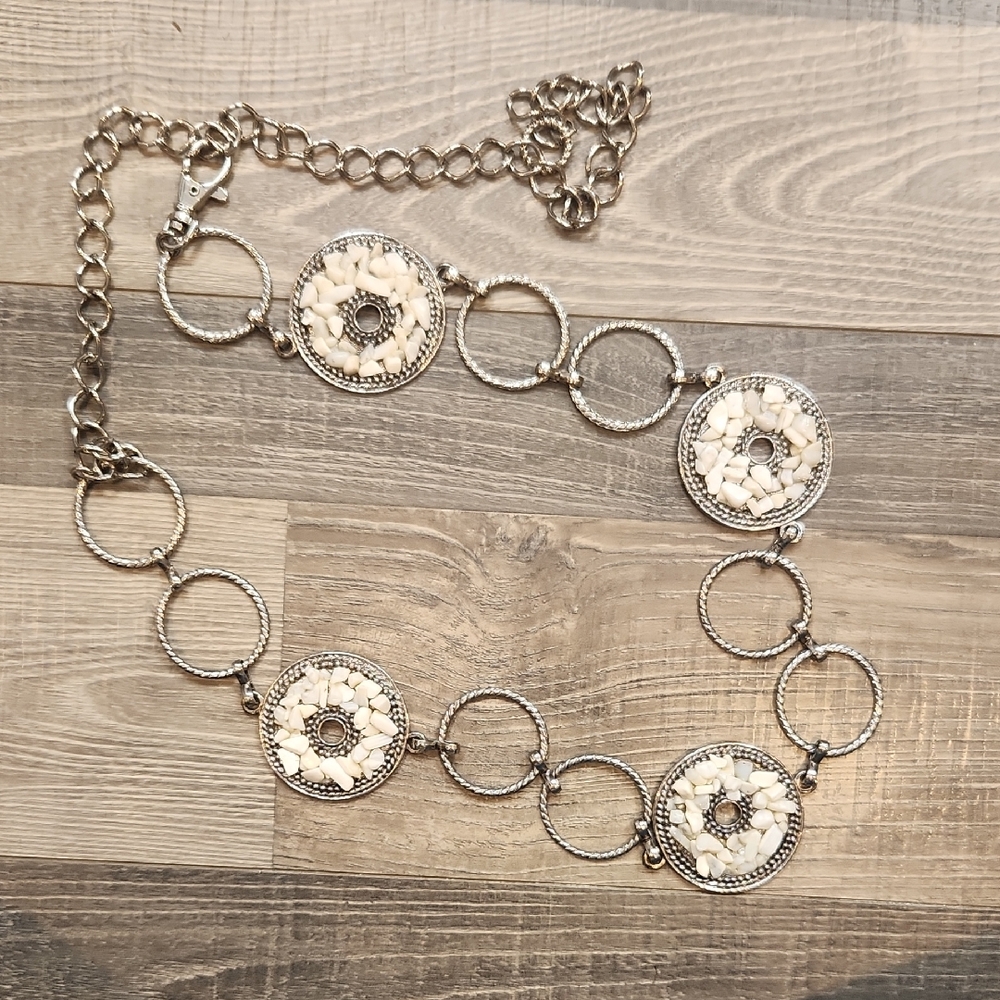Concho Style Adjustable Metal Statement Piece Belt With Stones